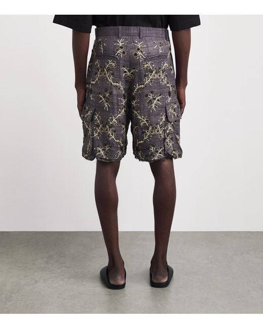Kartik Research Gray Silk Embroidered Shorts for men