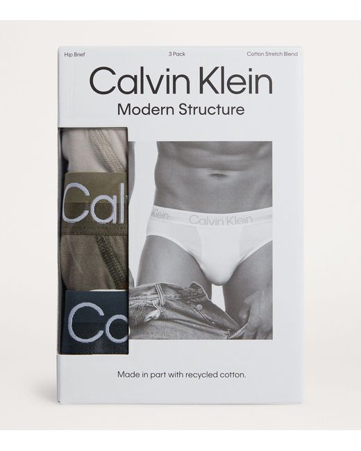 Calvin Klein White Cotton Stretch Modern Structure Briefs (pack Of 3) for men