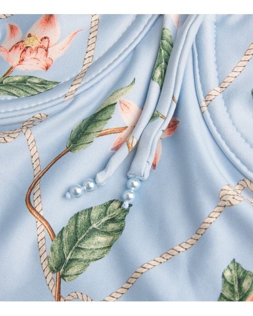 Agua Bendita Blue Rábano Navegante Floral Swimsuit
