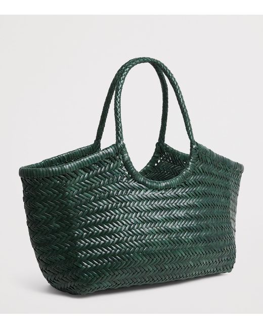 Dragon Diffusion Green Large Leather Woven Nantucket Tote Bag