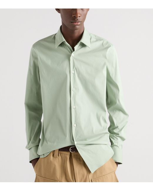 Prada Green Stretch-Cotton Shirt for men