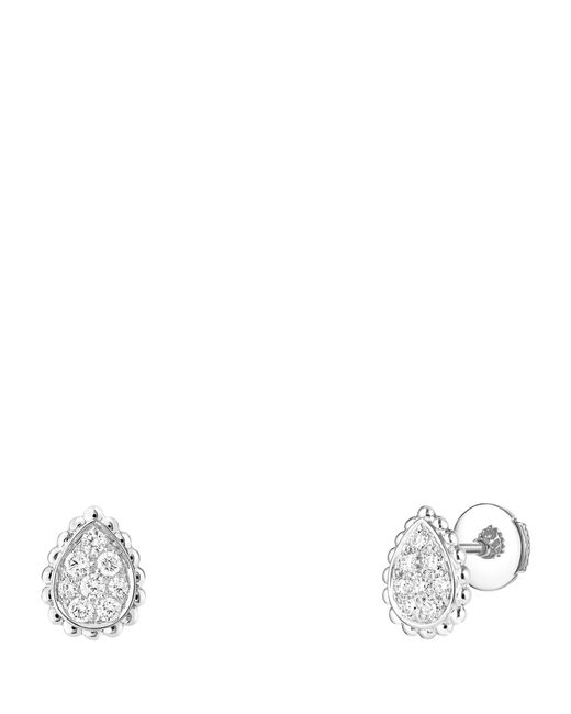 Boucheron White Extra Small And Diamond Serpent Bohème Motif Earrings