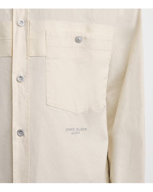Stone Island White Organic Cotton Garment-Dyed Overshirt for men
