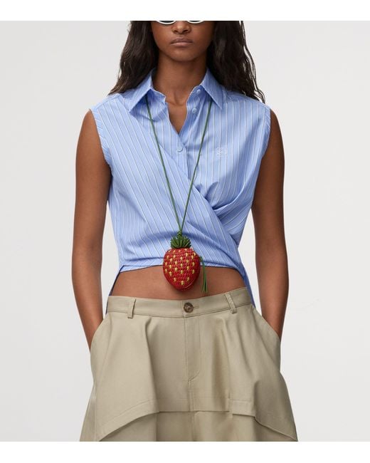 Loewe Blue X Paula's Ibiza Cotton-Blend Stripe Sleeveless Shirt