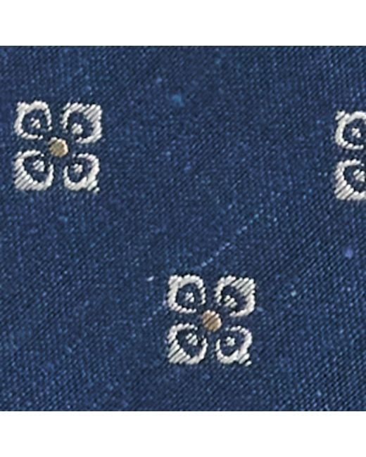 Isaia Blue Silk Floral Tie for men