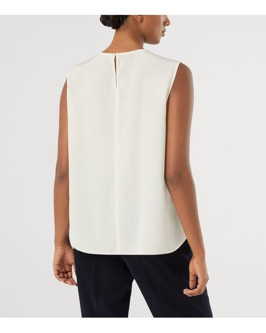 Marina Rinaldi White Silk Sleeveless Blouse