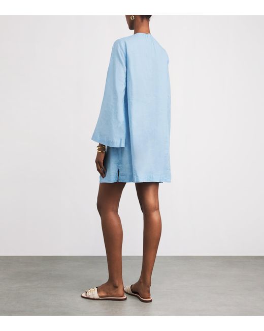 Heidi Klein Blue Linen Ponza Mini Kaftan
