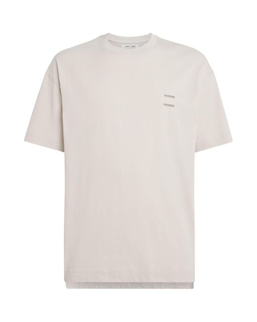 Samsøe & Samsøe White Organic Cotton Logo T-Shirt for men