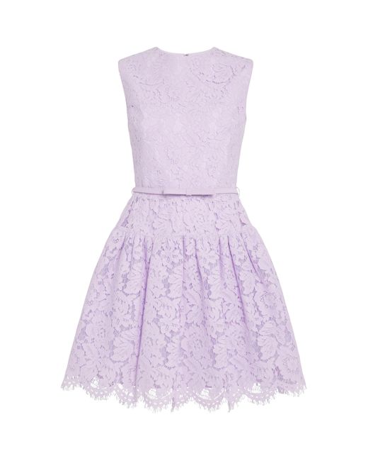 Self-Portrait Purple Lace Belted Mini Dress