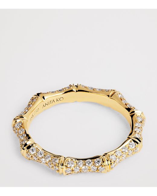 Anita Ko Metallic And Pavé Diamond Bamboo Ring