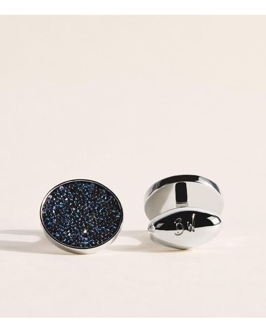 Babette Wasserman Black Crystal-Embellished Moondust Cufflinks for men