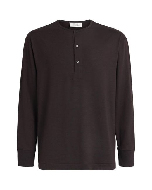 Studio Nicholson Black Wool Henley T-Shirt for men