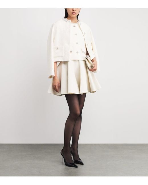 Maje White Tweed Jewel-Embellished Waistcoat