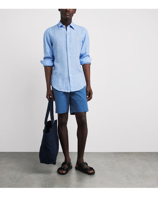 Polo Ralph Lauren Blue Linen Custom-Fit Shirt for men