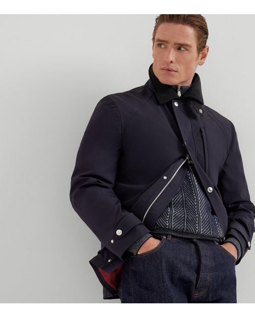 Brunello Cucinelli Blue Water-Resistant Field Jacket for men