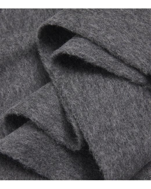 Max Mara Gray Wool Fringe Scarf