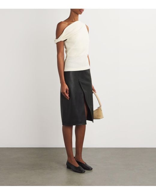 Loulou Studio Gray Lambskin Midi Skirt