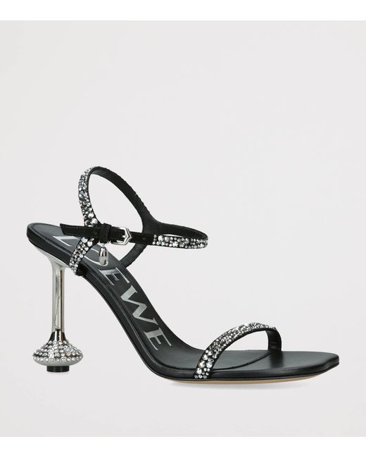 Loewe Metallic Suede Embellished Toy Heeled Sandals 90