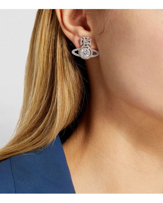 Vivienne Westwood White Platinum-plated Brass And Crystal Norabelle Stud Earrings
