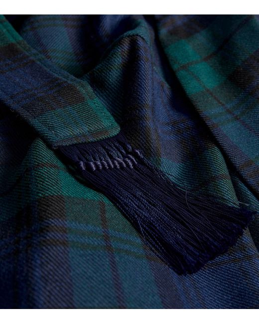 Derek Rose Blue Wool Tartan Robe for men