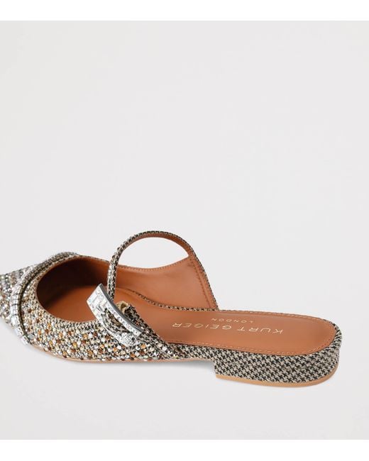Kurt Geiger White Embellished Strass Flat Mules