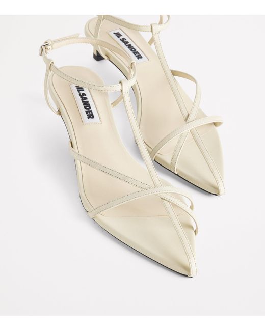 Jil Sander White Leather Strappy Heeled Sandals 35