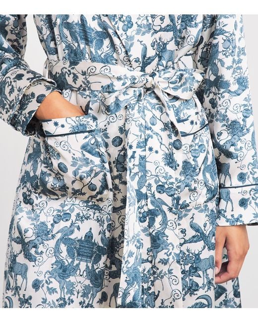 Harrods Blue Silk Menagerie Night Robe