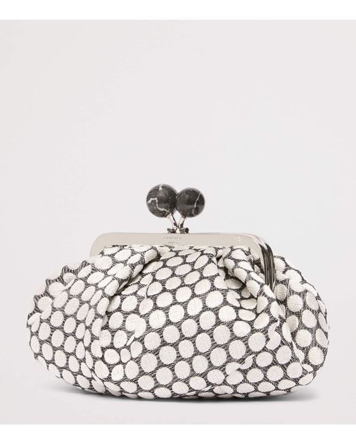 Weekend by Maxmara White Woven Jacquard Pasticcino Clutch Bag