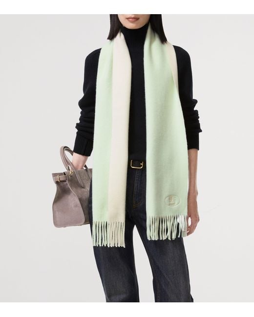 Burberry Green Cashmere Reversible Knight Scarf