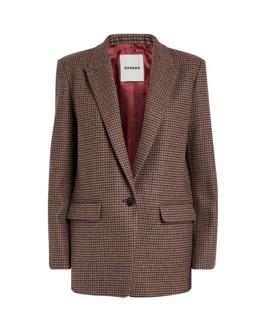 Sandro Brown Check Blazer
