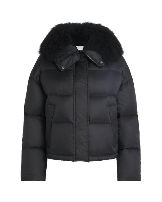 Yves Salomon Black Waterproof Fur-Trim Down Jacket