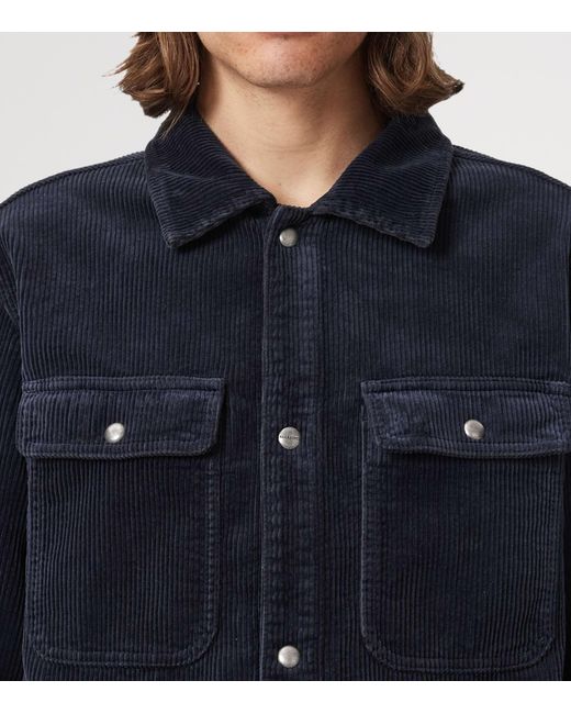 AllSaints Blue Corduroy Castleford Overshirt for men