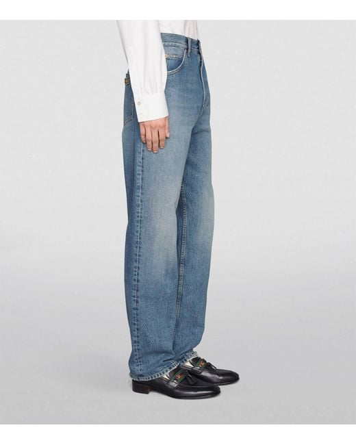 Gucci Blue Horsebit Straight Jeans for men