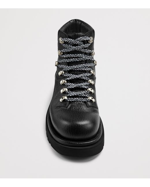 Bottega Veneta Black Leather Lace-Up Boots for men