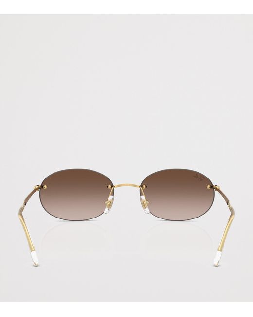 Ray-Ban Brown 0Rb3707 Metal Oval Sunglasses