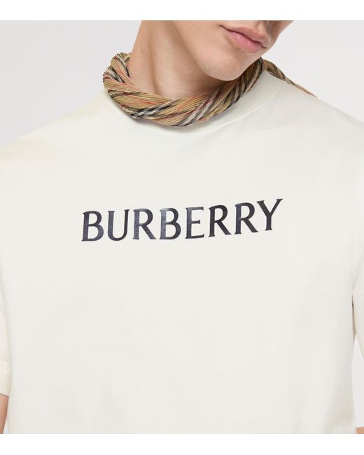 Burberry White Cotton Logo Slim T-Shirt for men