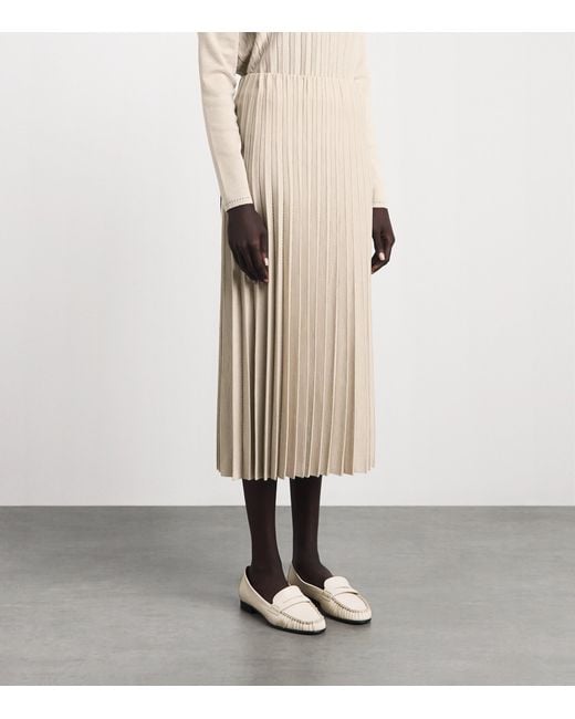 Agnona Natural Plissé Midi Skirt