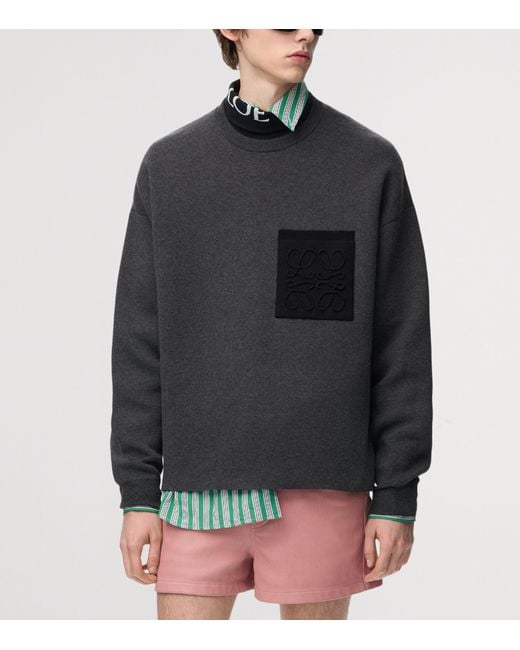 Loewe Black Anagram-Pocket Sweatshirt for men
