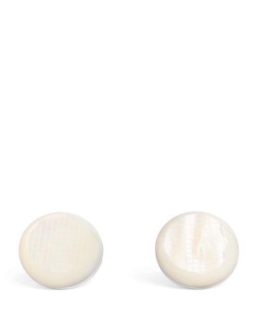 Tateossian White Bronze-Plated Woven Mother Of Pearl Cufflinks for men