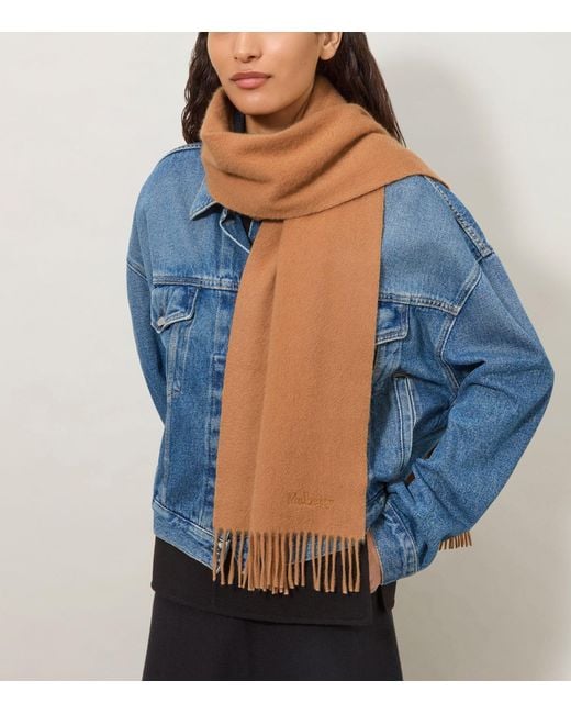 Mulberry Brown Cashmere Fringed Scarf