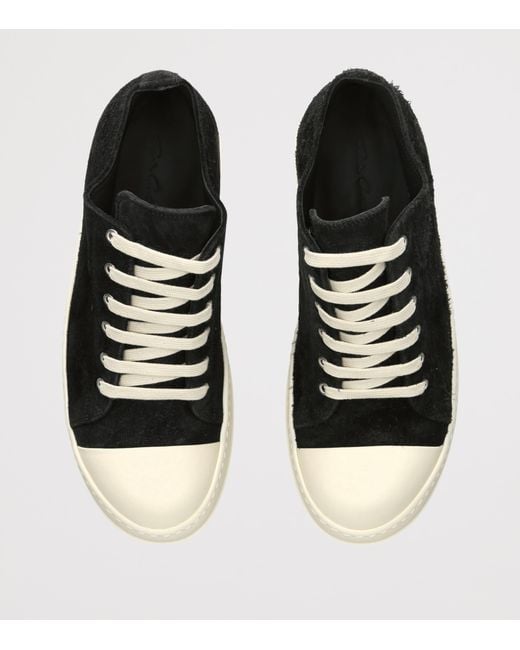 Rick Owens Black Suede Classic Low-Top Sneakers for men