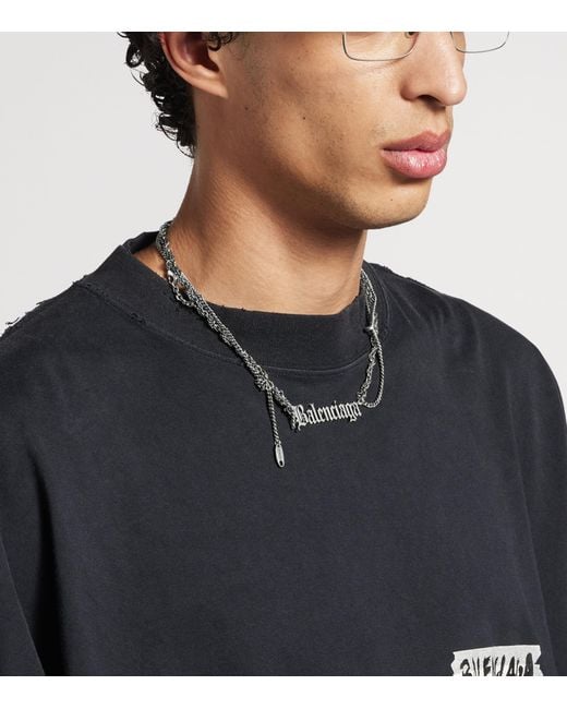 Balenciaga Metallic Typo Destroyed Necklace for men
