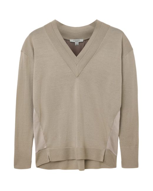 AllSaints Gray Wool Bern Sweater