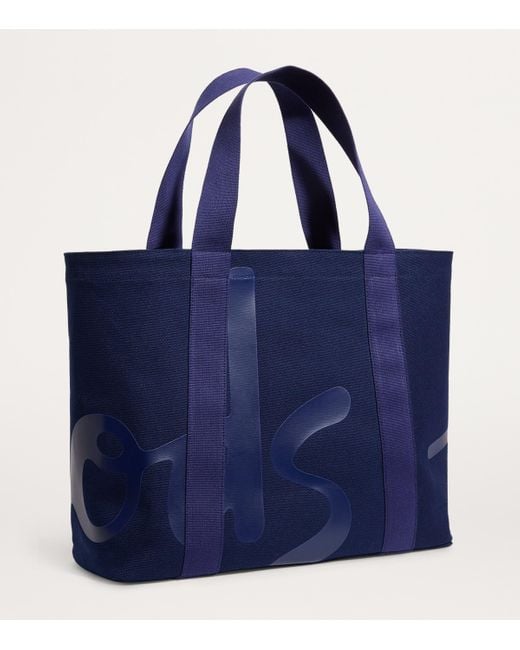 Harrods Blue Medium Cotton Logo Tote Bag