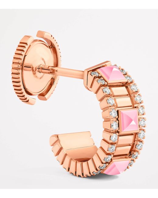 Marli New York Pink Mini, Diamond And Quartzite Life Hoop Earrings