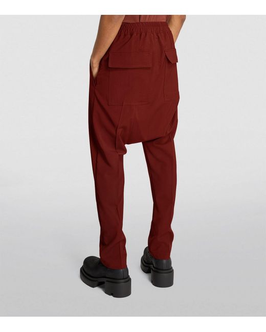 Rick Owens Red Virgin Wool Straight Trousers for men