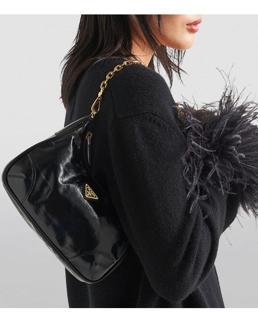 Prada Black Leather Re-edition 2002 Shoulder Bag