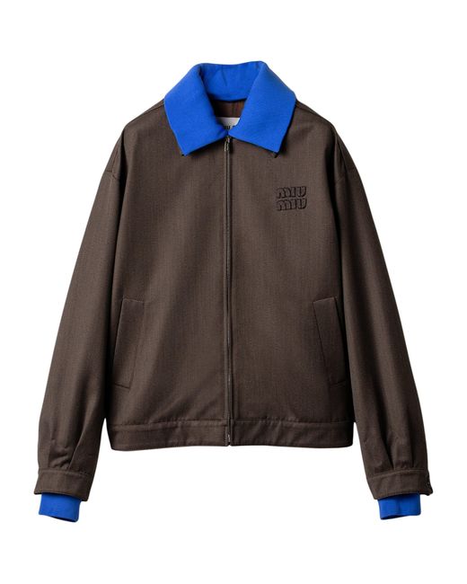 Miu Miu Brown Wool Layered Bomber Jacket
