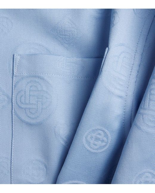 Casablanca Blue Cotton Monogram Shirt for men
