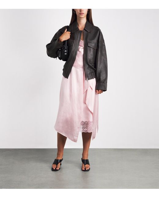 Staud Black Eugene Distressed Leather Jacket